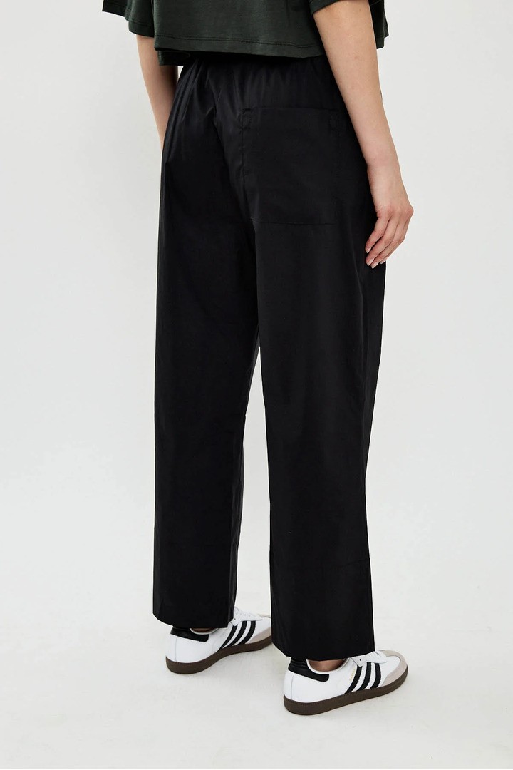 Wide-leg pants with drawstring Black