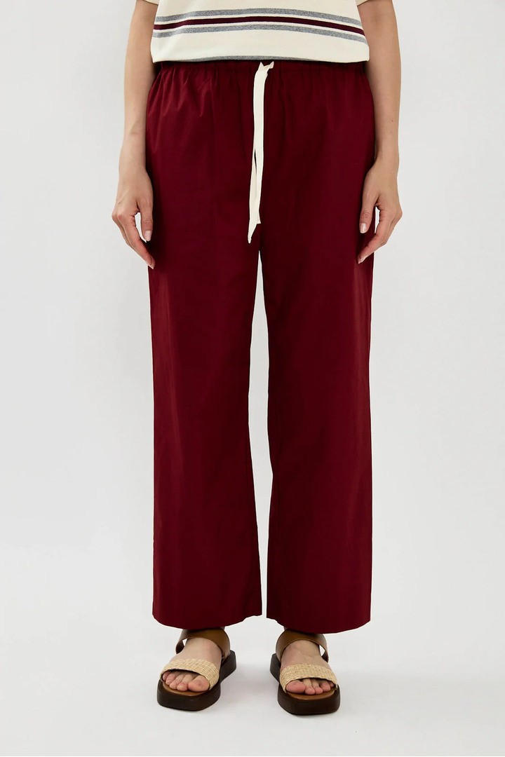 Wide-leg pants with drawstring Red