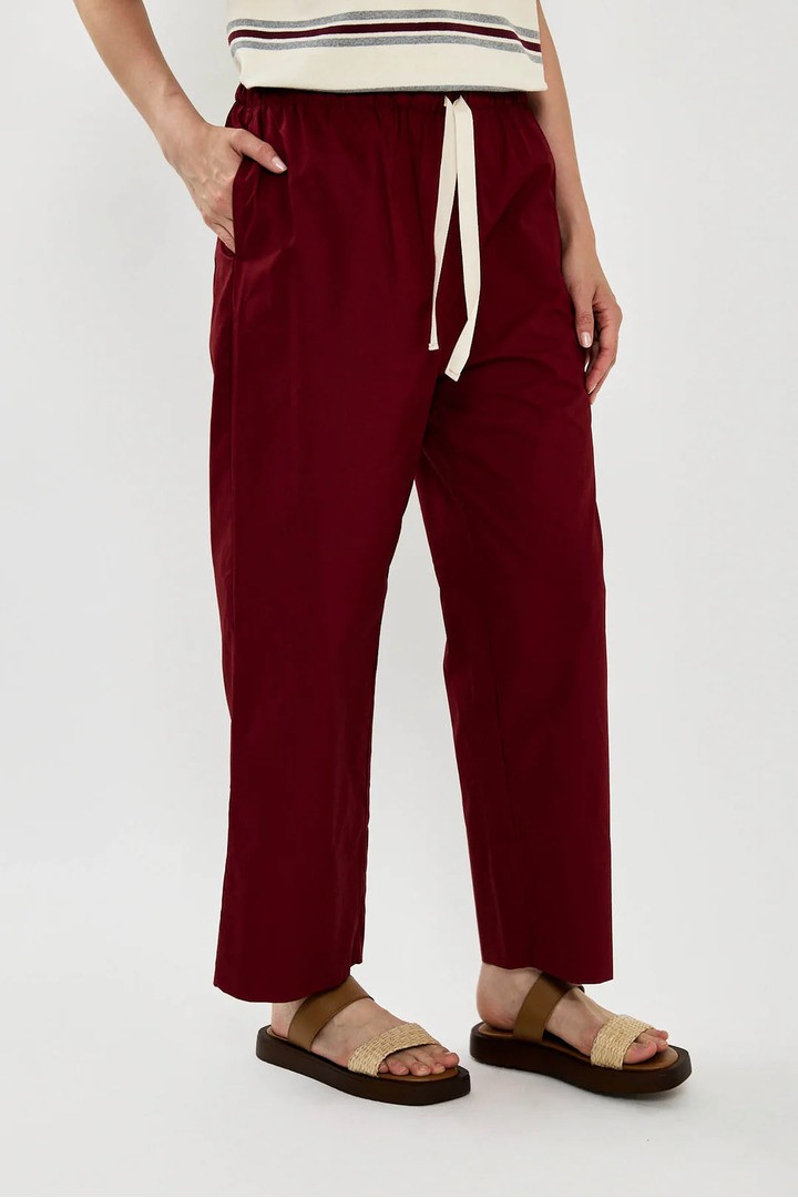 Wide-leg pants with drawstring Red