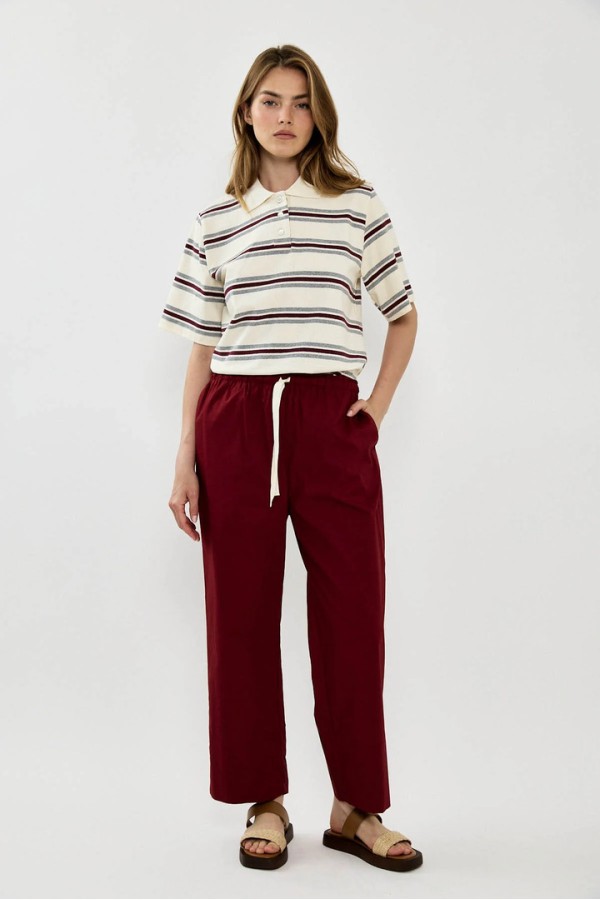 Wide-leg pants with drawstring Red