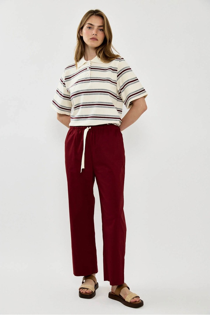 Wide-leg pants with drawstring Red
