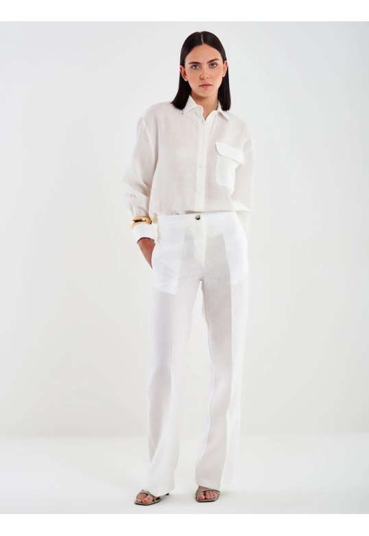 Linen Palazzo Trousers White