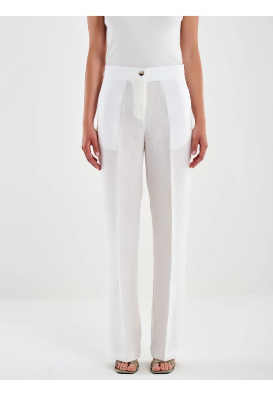 Linen Palazzo Trousers White
