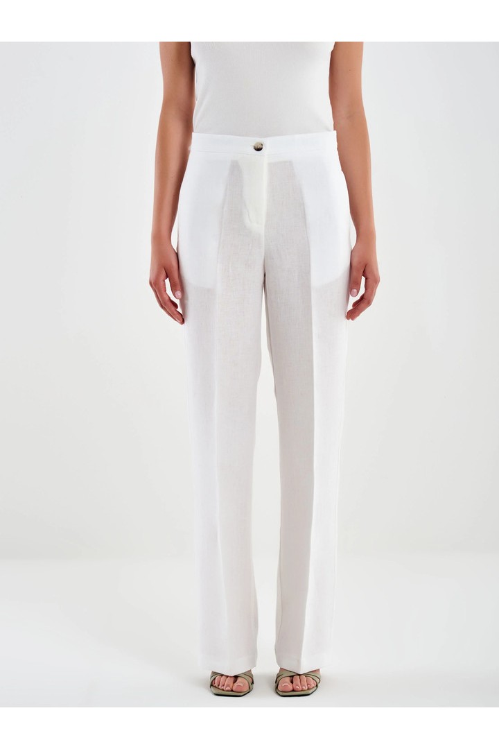 Linen Palazzo Trousers White