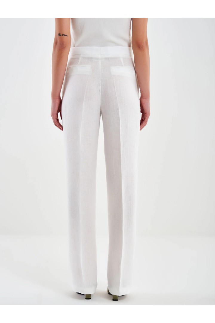 Linen Palazzo Trousers White