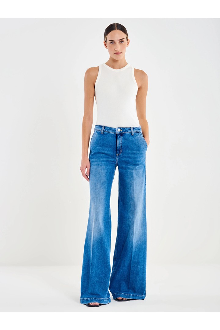 Elena Wide Leg Blue Jeans Blue