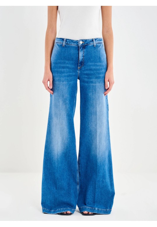 Elena Wide Leg Blue Jeans Blue