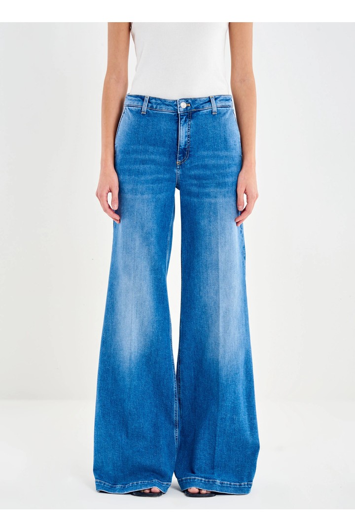 Elena Wide Leg Blue Jeans Blue
