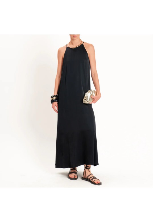 Satin Racerback Dress Black