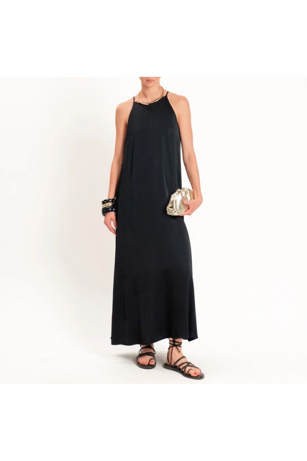Satin Racerback Dress Black