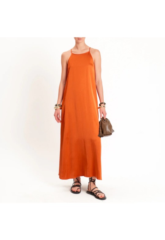 Satin Racerback Dress Papaya
