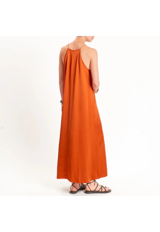 Satin Racerback Dress Papaya