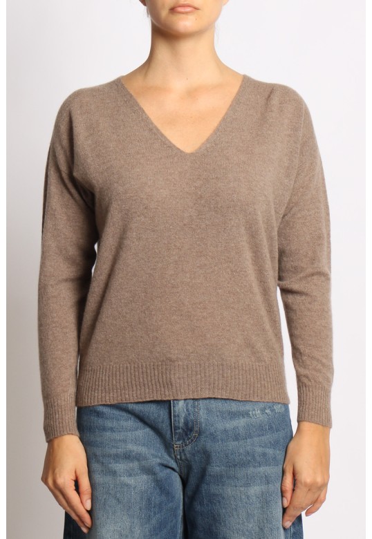 V-neck cashmere sweater Brown