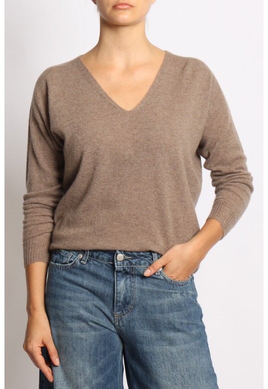 V-neck cashmere sweater Brown