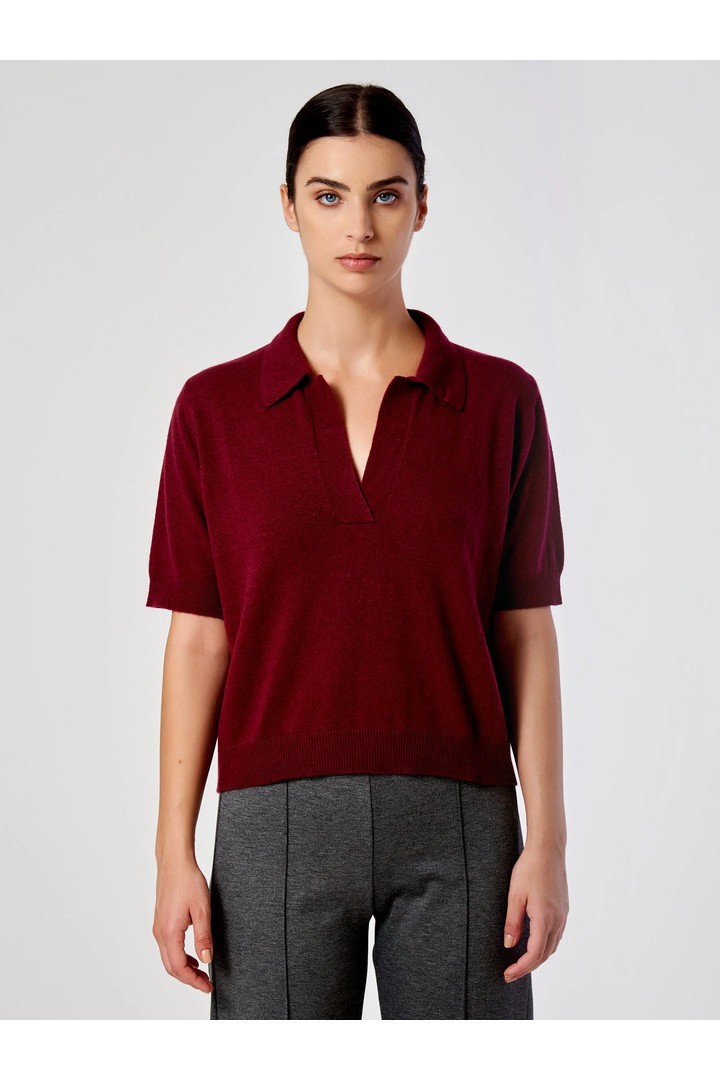 Knitted Polo Shirt Bordeaux