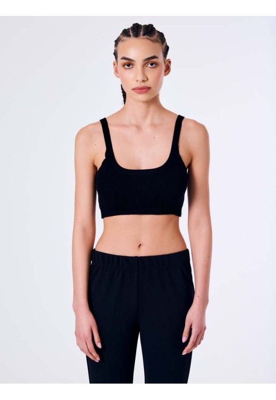 Knitted Top Thin Straps Black