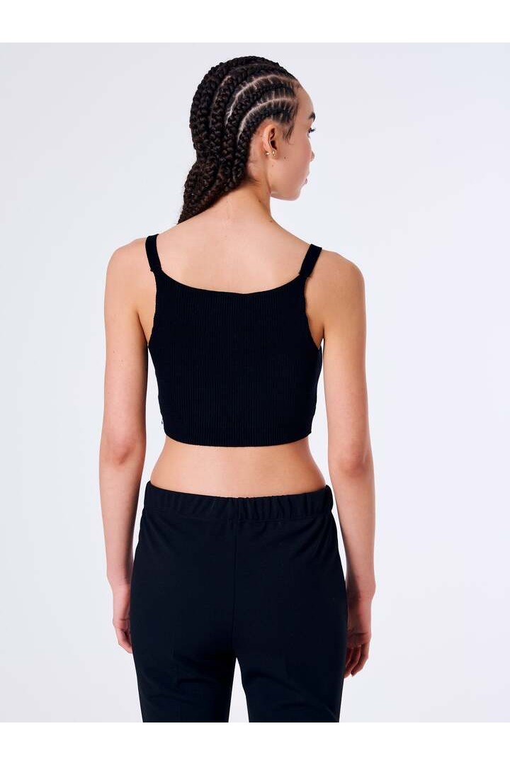 Knitted Top Thin Straps Black