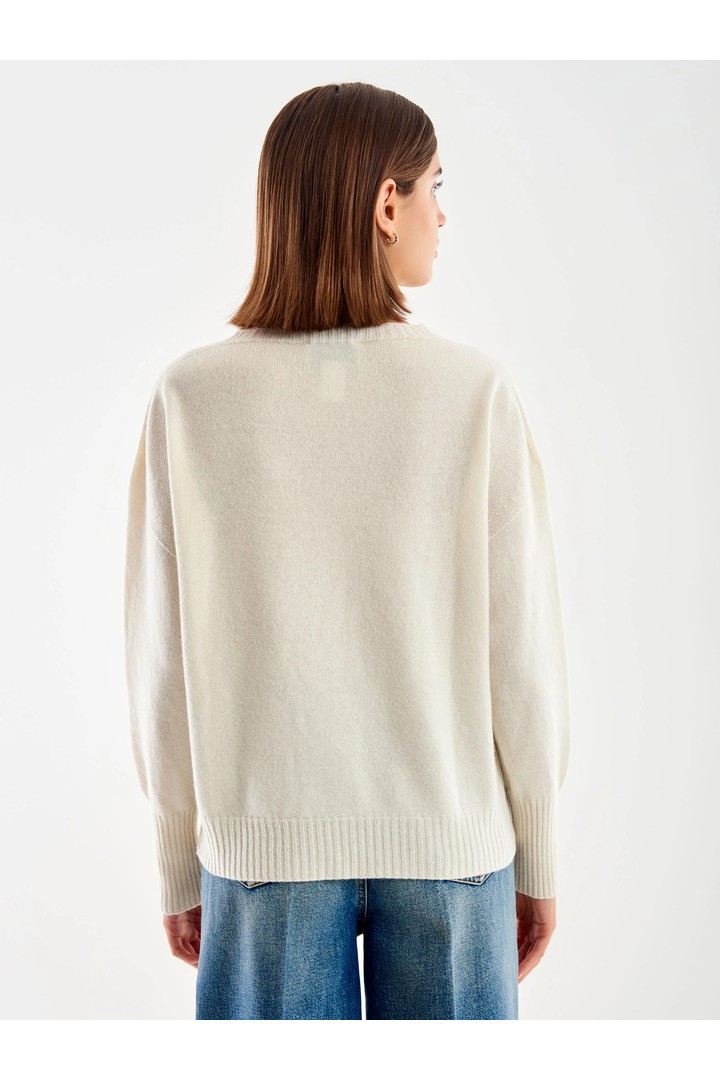 Mixed Cashmere Sweater White