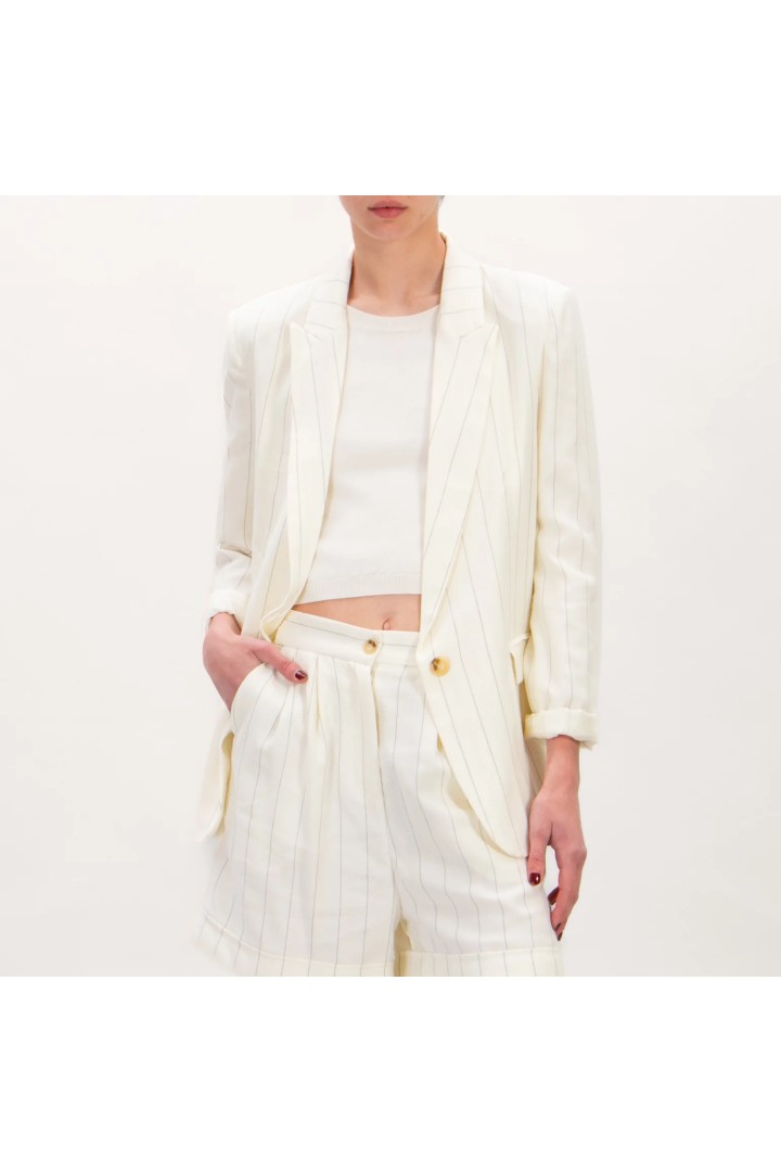 Pinstripe Linen Blazer