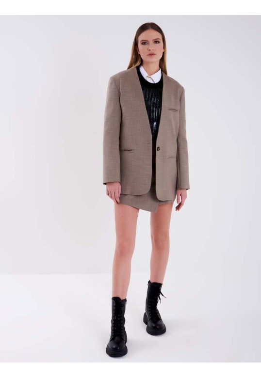 Blazer without lapels Taupe