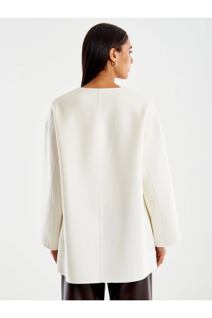 V-neck Short Coat white