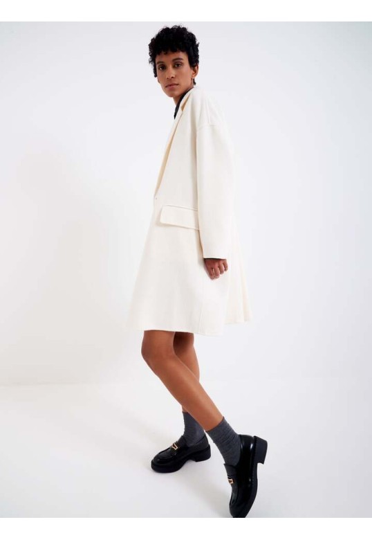 Double-Breasted Wool Blend Coat white