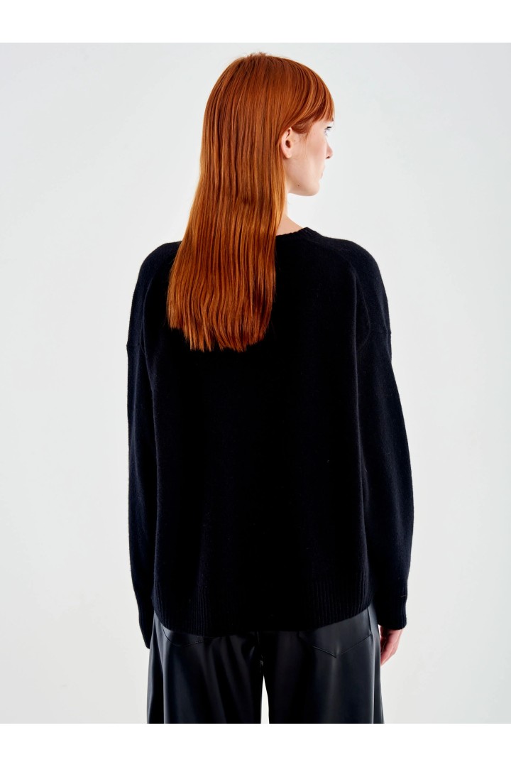 Cashmere Blend V-Neck Sweater Black