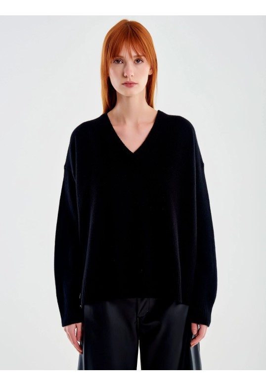 Cashmere Blend V-Neck Sweater Black