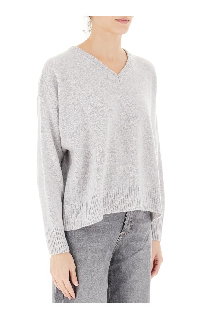 Cashmere Blend V-Neck Sweater Grey