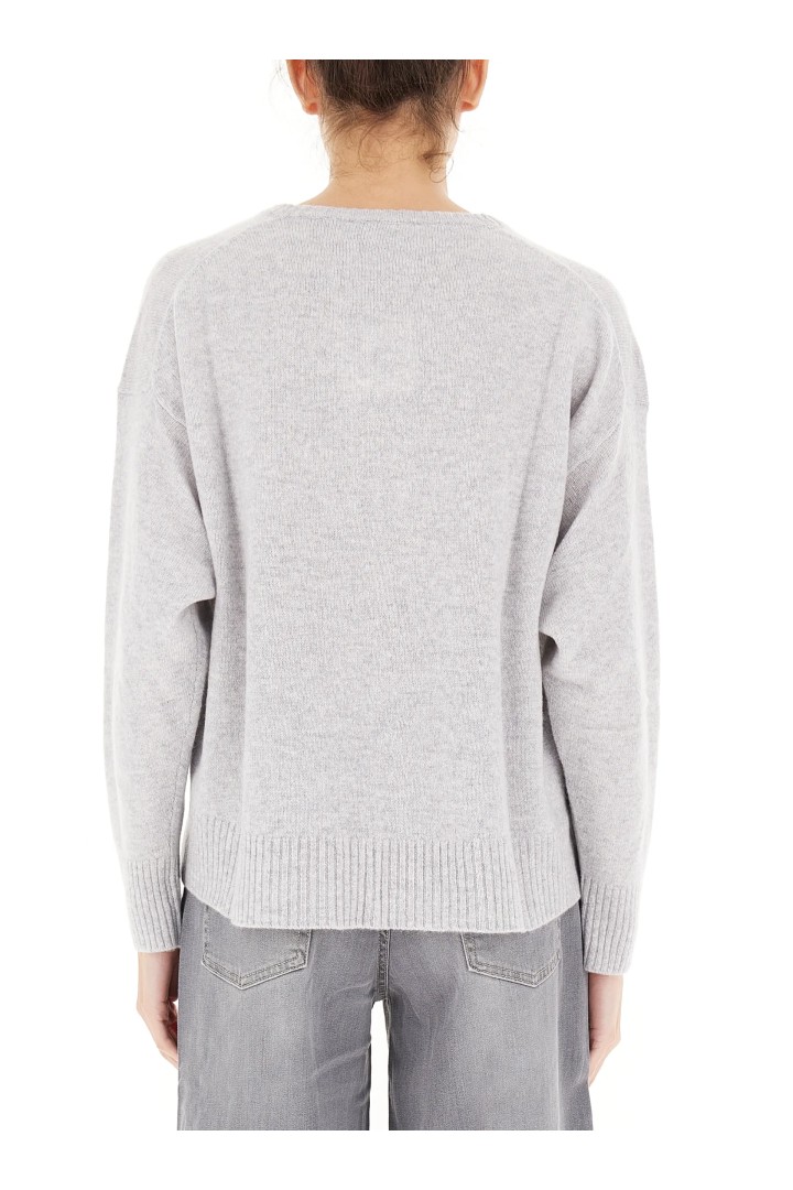 Cashmere Blend V-Neck Sweater Grey