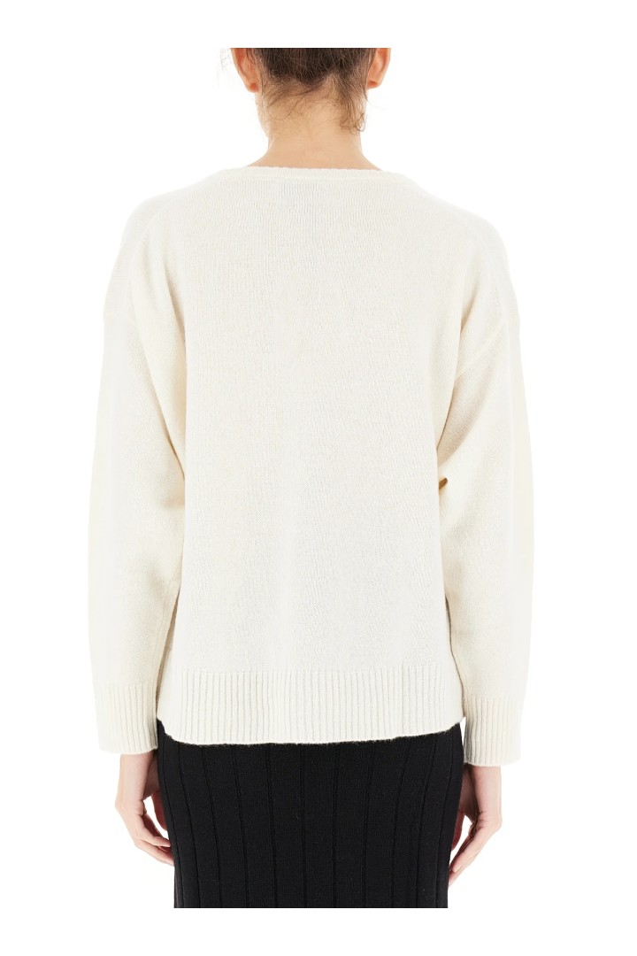 Cashmere Blend V-Neck Sweater Ecru