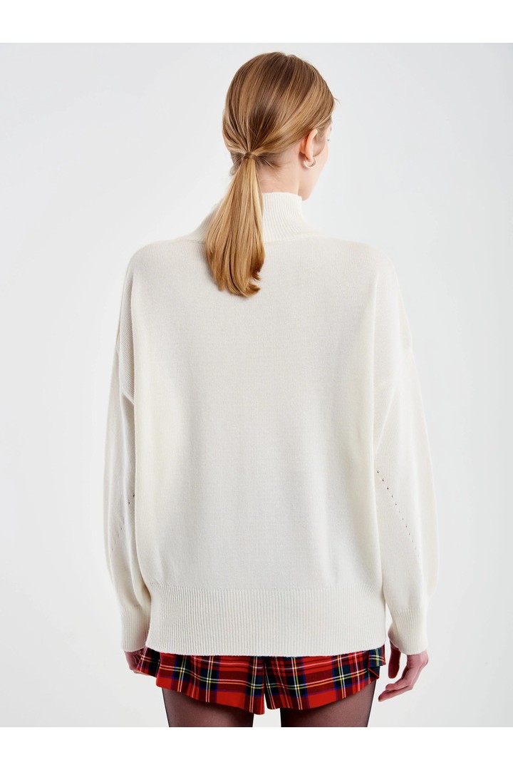 Ribbed Turtleneck Sweater White