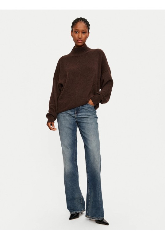 Ribbed Turtleneck Sweater Brown