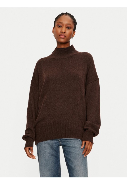 Ribbed Turtleneck Sweater Brown