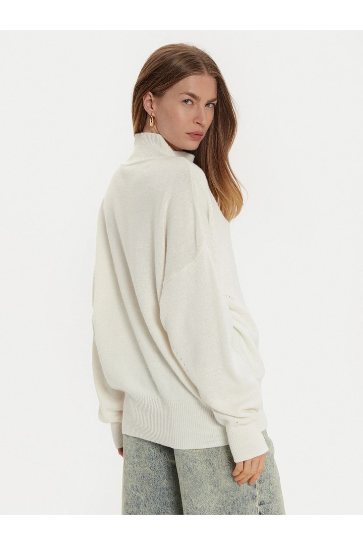 Ribbed Turtleneck Sweater White