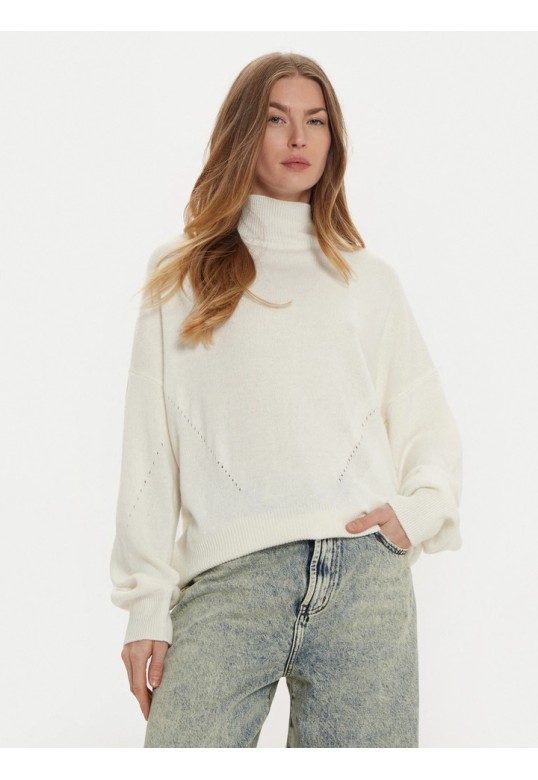 Ribbed Turtleneck Sweater White