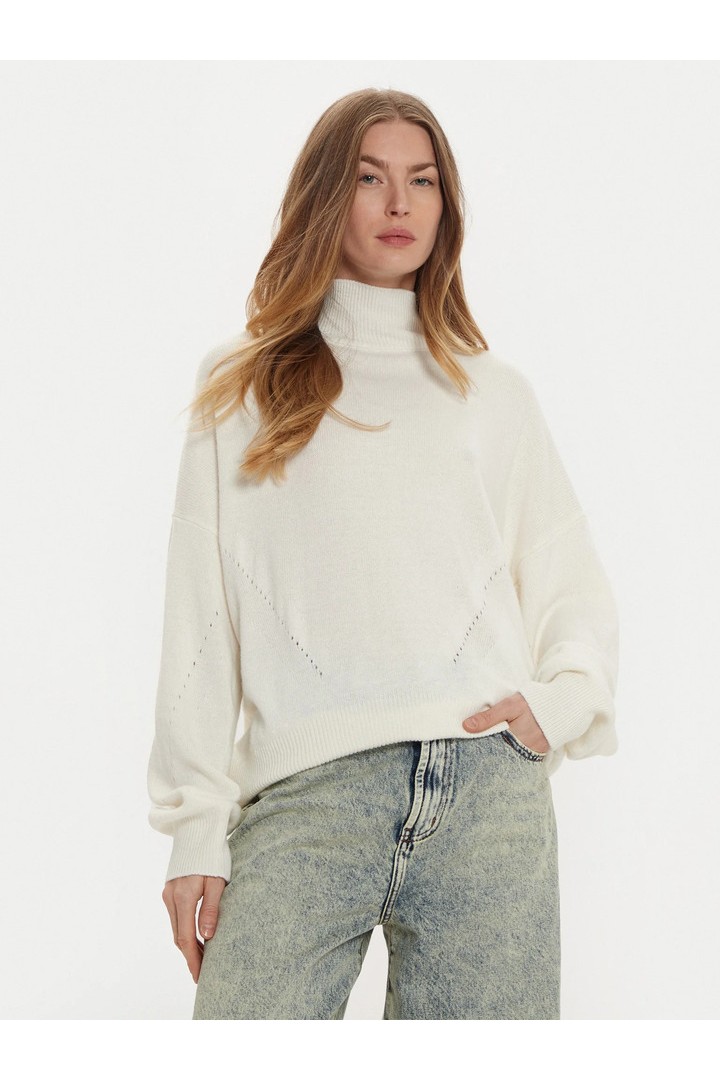 Ribbed Turtleneck Sweater White