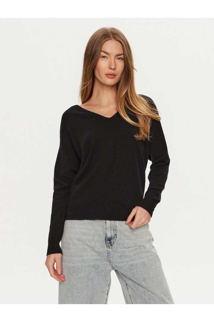 V-neck cashmere sweater black