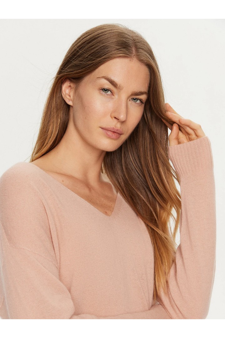 V-neck cashmere sweater pink