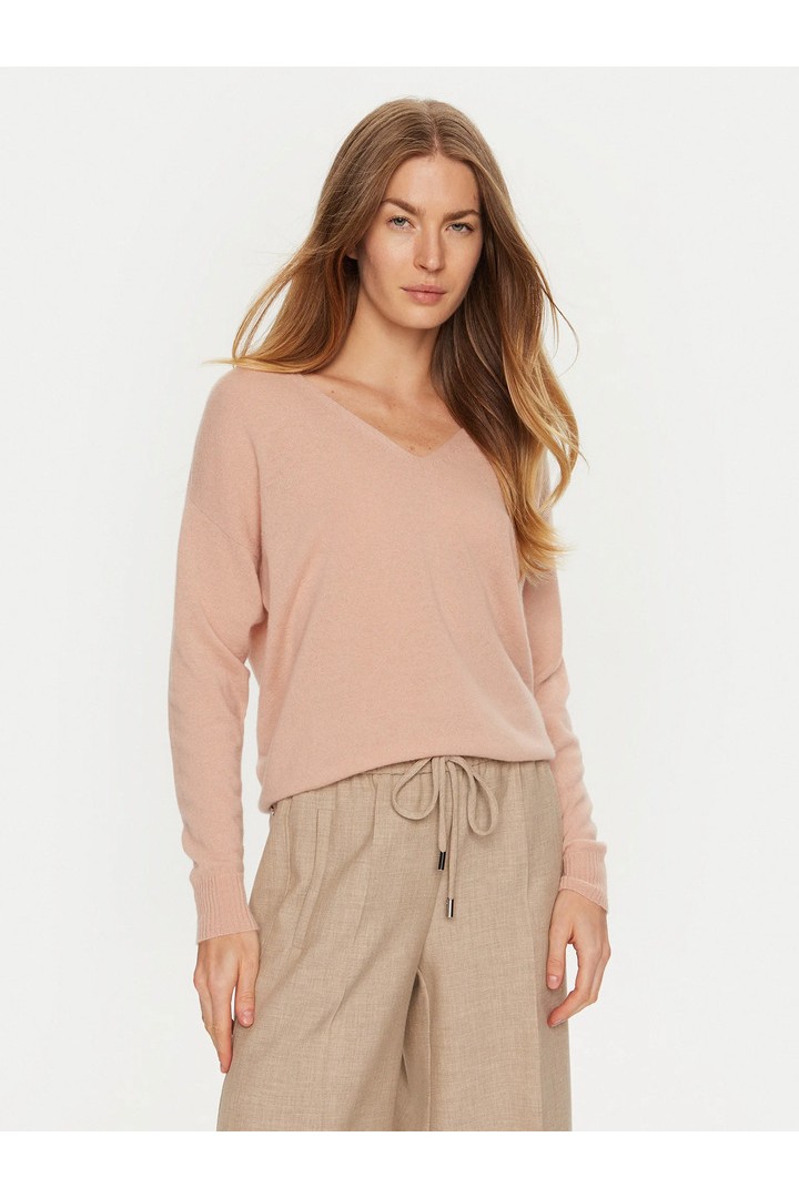 V-neck cashmere sweater pink