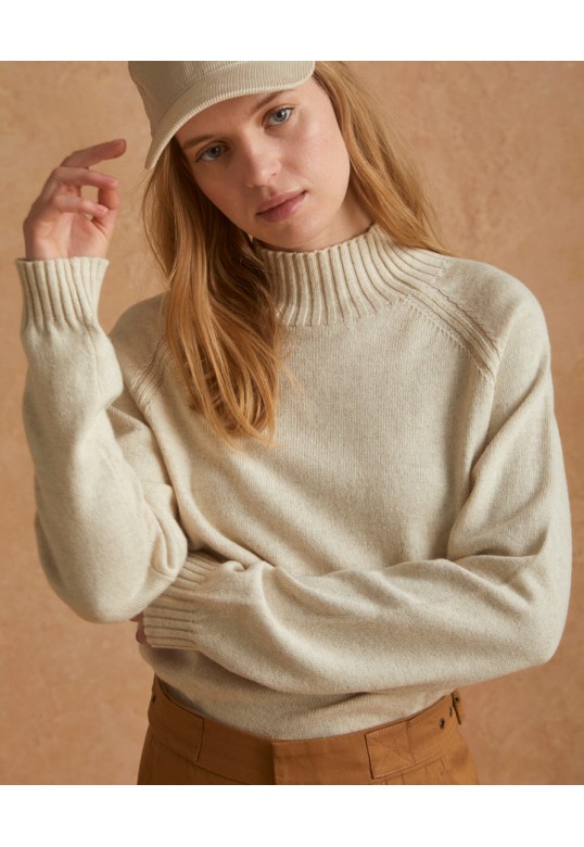 RIBBED-NECK SWEATER BEIGE