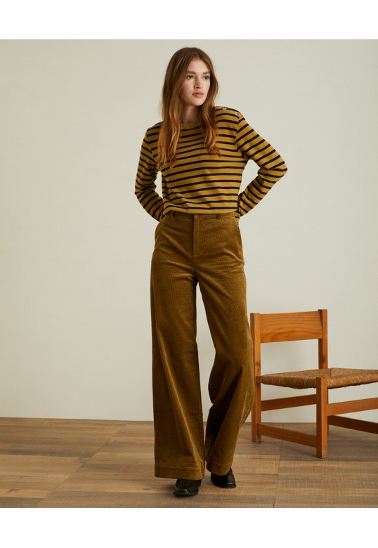WIDE-LEG CORDUROY TROUSERS OLIVE