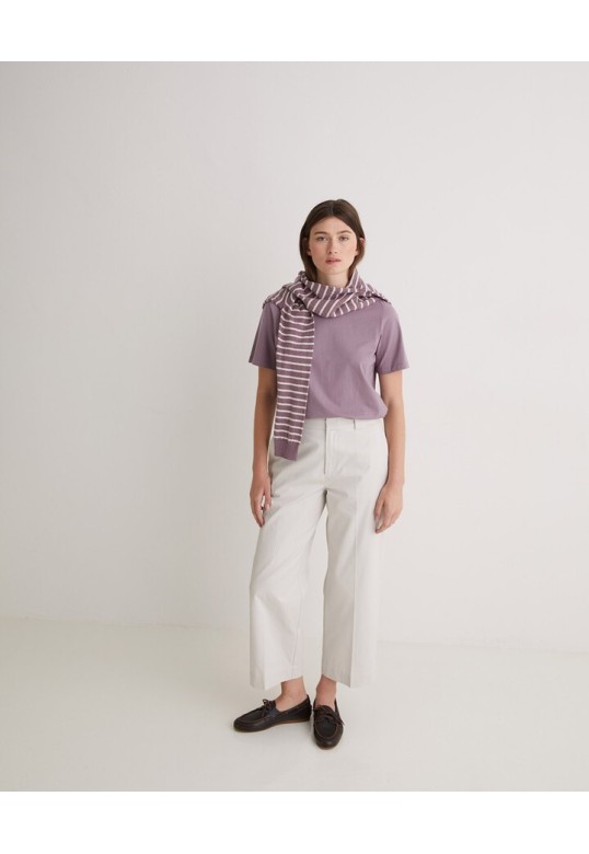 Ecru cotton regular-fit trousers