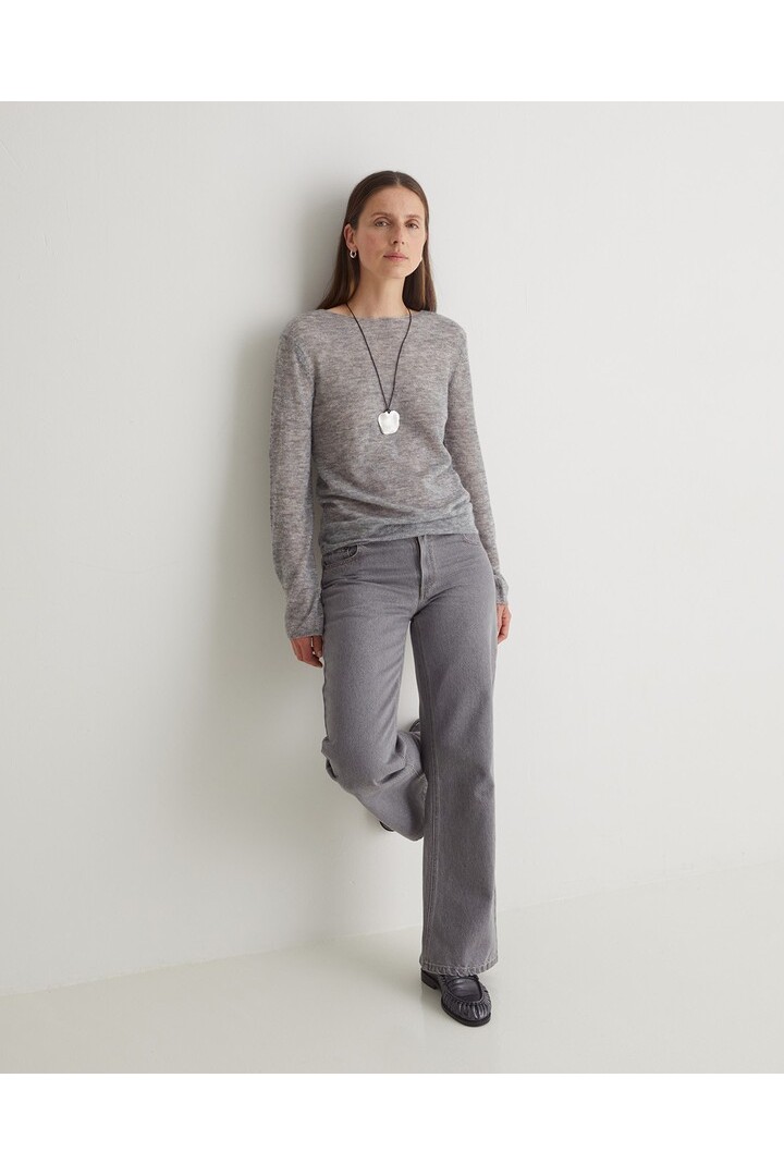Grey organic-cotton wide-leg jeans