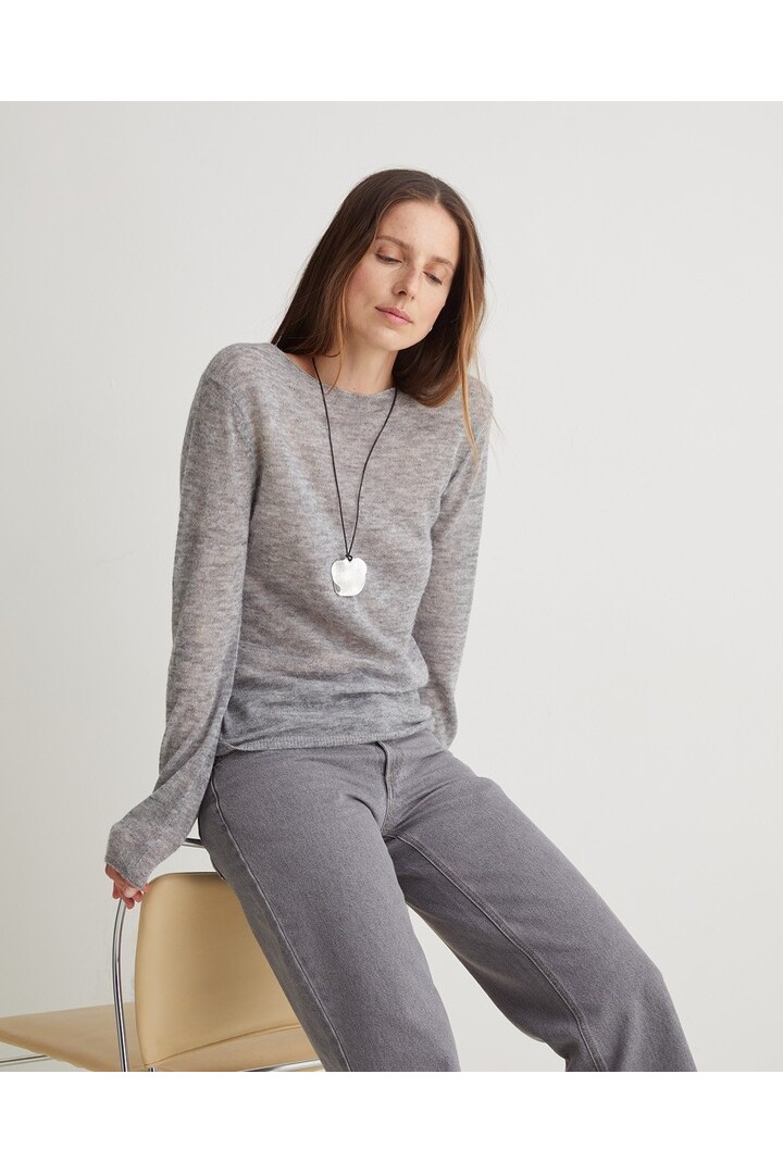 Grey organic-cotton wide-leg jeans