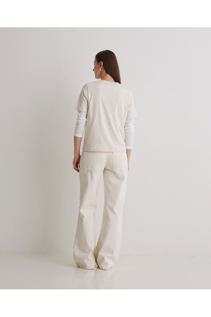 Ecru organic-cotton wide-leg jeans