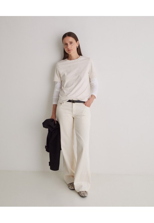 Ecru organic-cotton wide-leg jeans