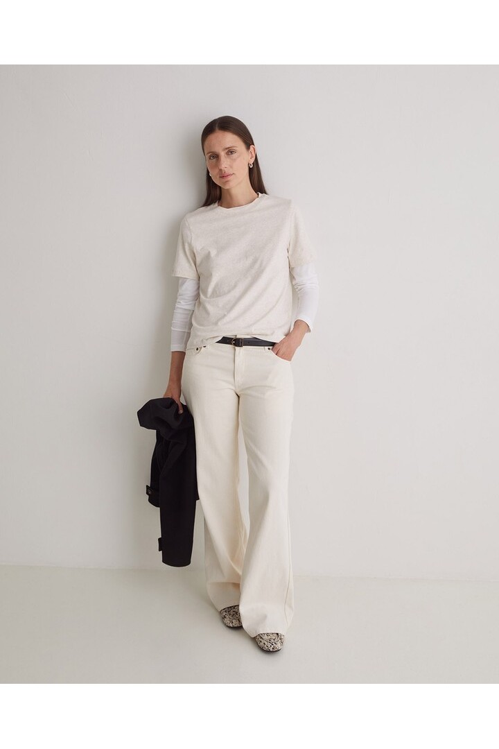 Ecru organic-cotton wide-leg jeans
