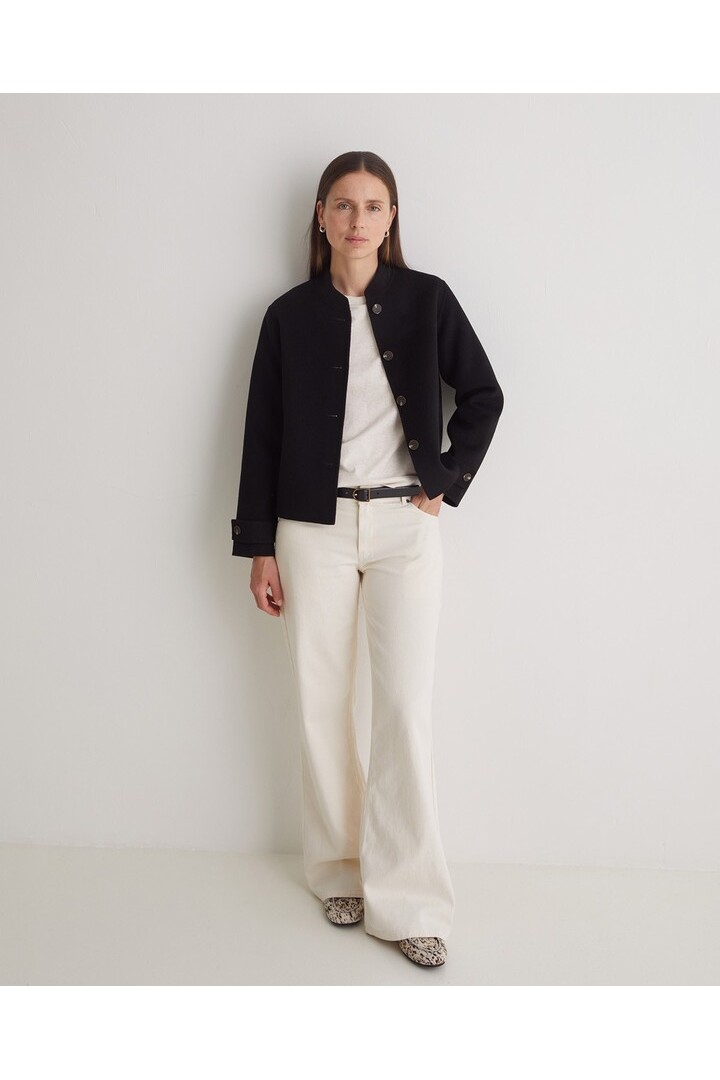 Ecru organic-cotton wide-leg jeans