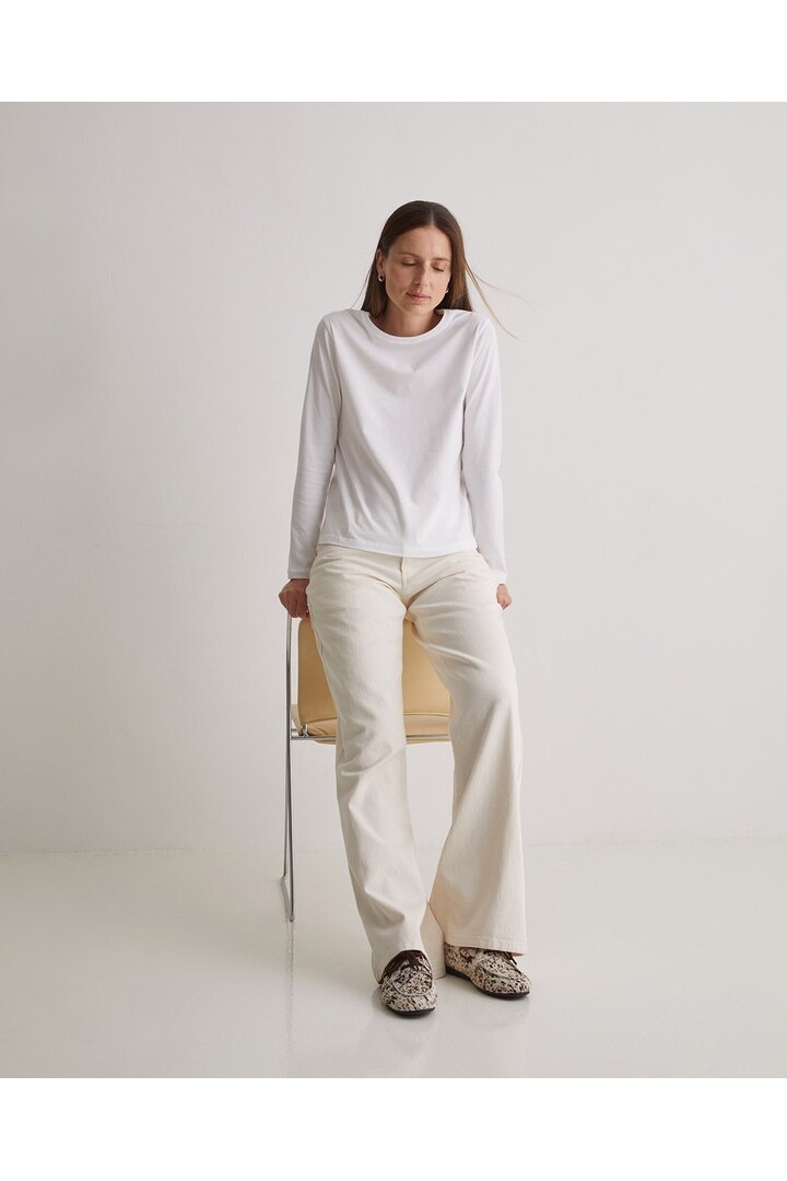 Ecru organic-cotton wide-leg jeans